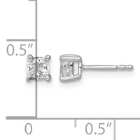 14K White Gold 0.75 Carat Lab Grown Diamond VS+ F+ Cushion Complete Four Prong Stud Earrings view 4