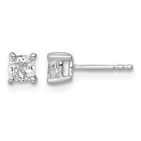 14K White Gold 0.75 Carat Lab Grown Diamond VS+ F+ Cushion Complete Four Prong Stud Earrings view 1