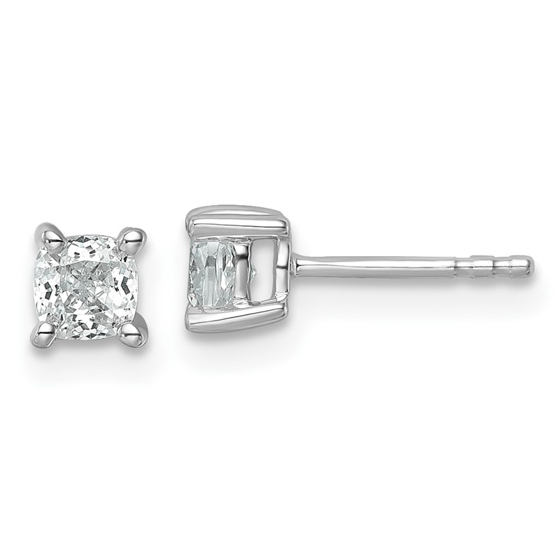 14k White Gold 3/4 ctw Certified Lab Grown Diamond VS+ F+ Cushion 4 Prong Heavy Wt. Stud Earrings