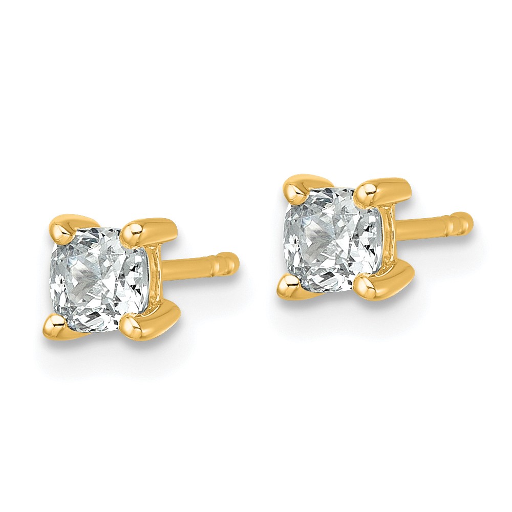 14k 3/4 carat Lab Grown Diamond VS+ F+ Cushion Complete Four Prong Stud Earrings (EM8794-075-LD)