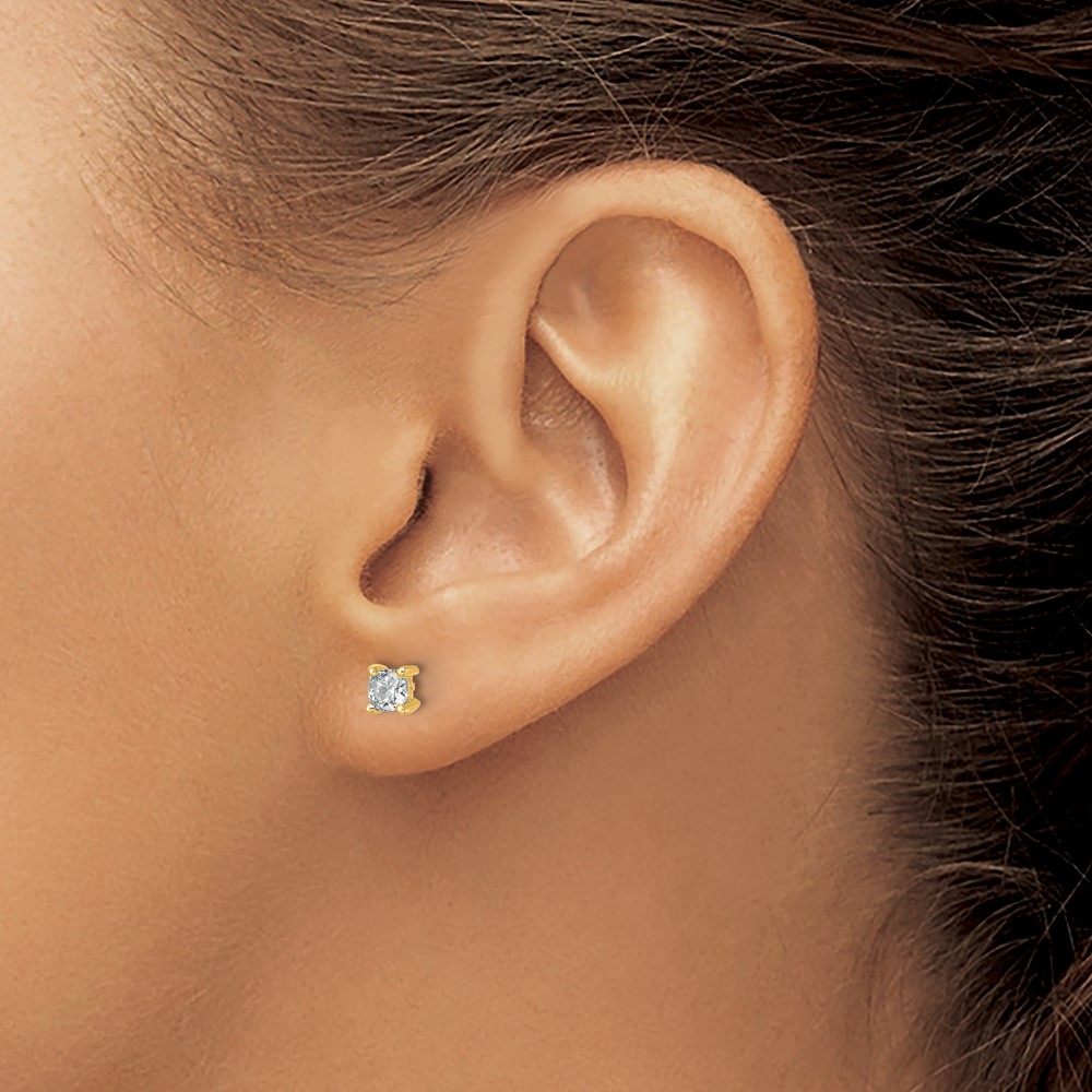 14k 3/4 carat Lab Grown Diamond VS+ F+ Cushion Complete Four Prong Stud Earrings (EM8794-075-LD)