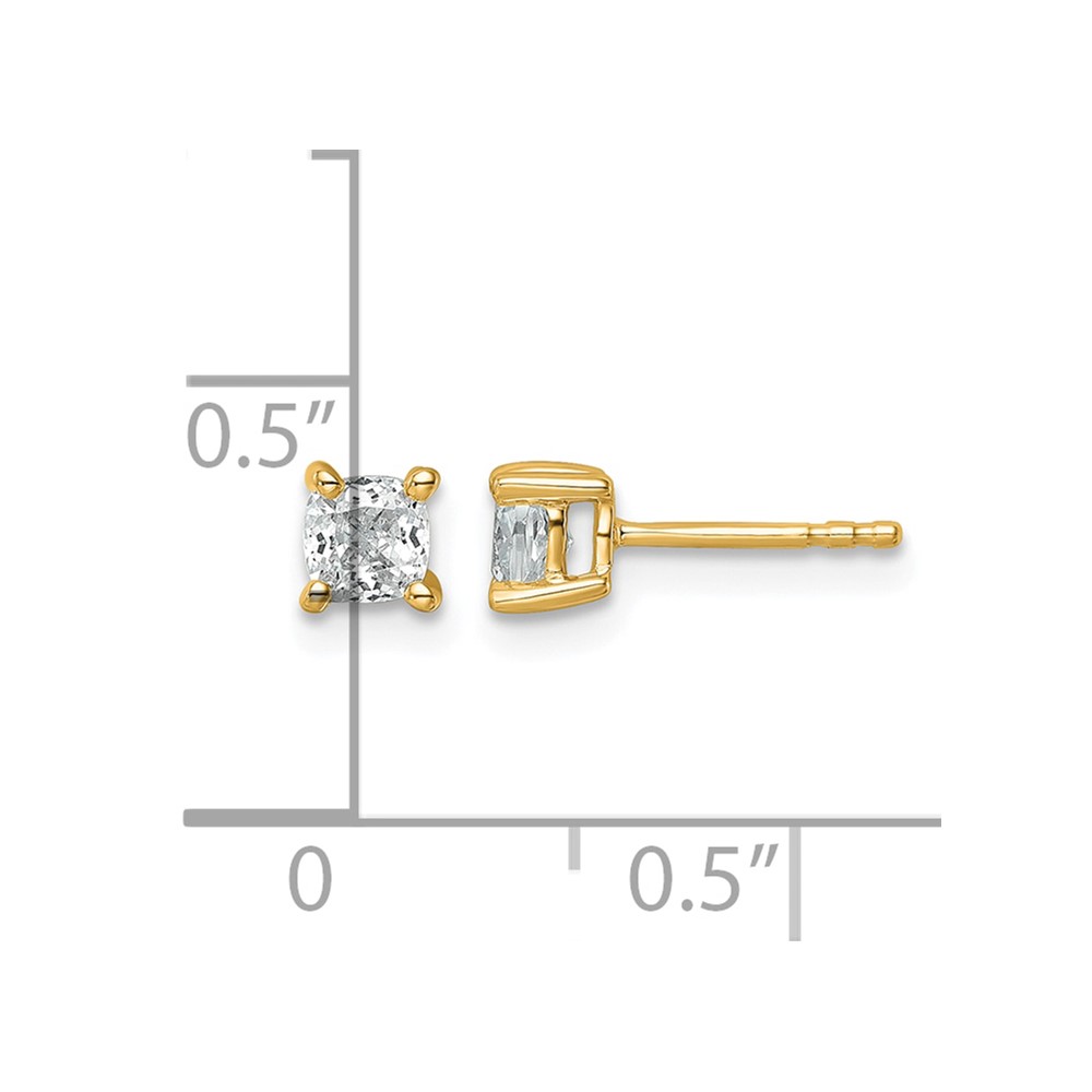 14k 3/4 carat Lab Grown Diamond VS+ F+ Cushion Complete Four Prong Stud Earrings (EM8794-075-LD)
