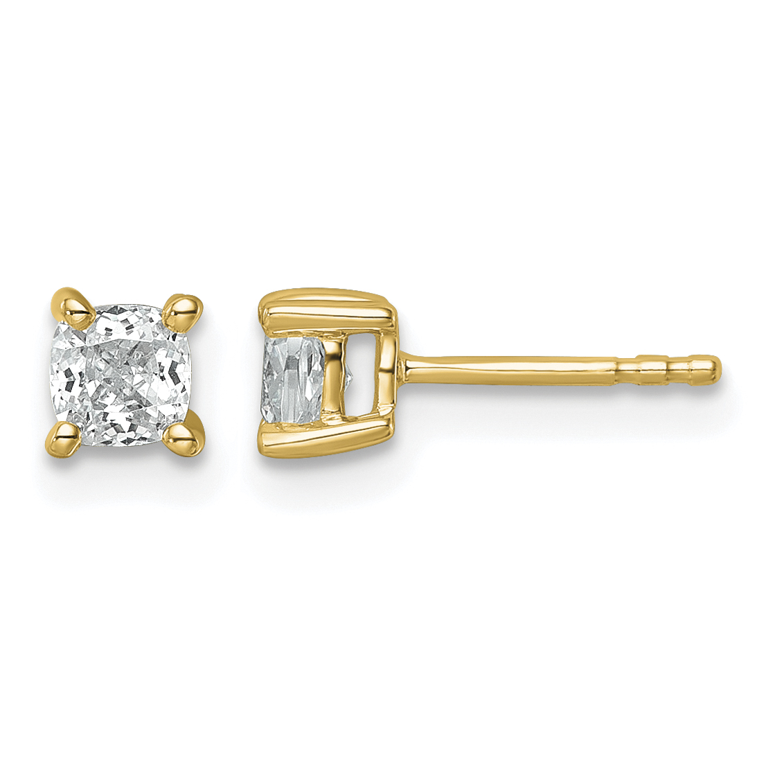 14k 3/4 carat Lab Grown Diamond VS+ F+ Cushion Complete Four Prong Stud Earrings (EM8794-075-LD)