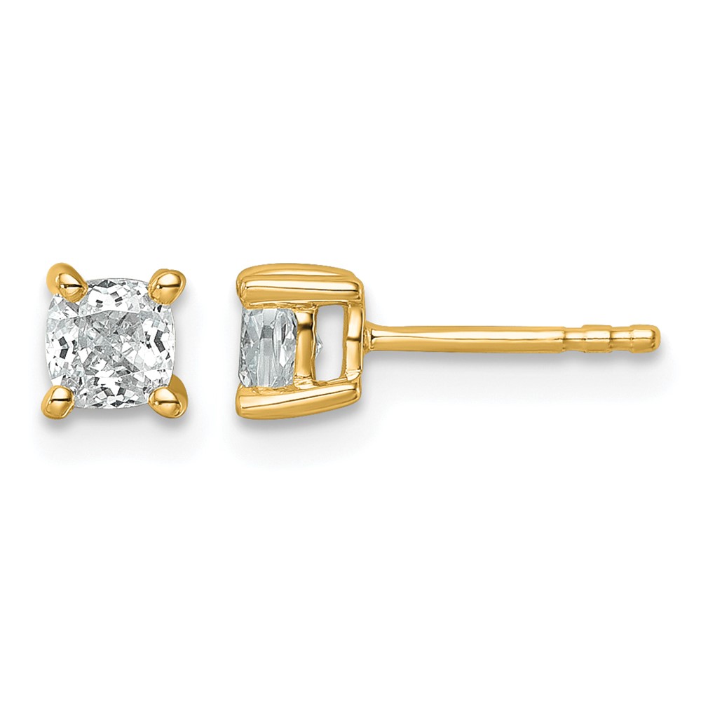 14k 3/4 carat Lab Grown Diamond VS+ F+ Cushion Complete Four Prong Stud Earrings (EM8794-075-LD)