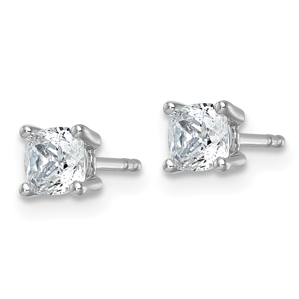 14k White Gold 1 carat Lab Grown Diamond VS+ F+ Cushion Complete Four Prong Stud Earrings (EM8794-100-WLD)