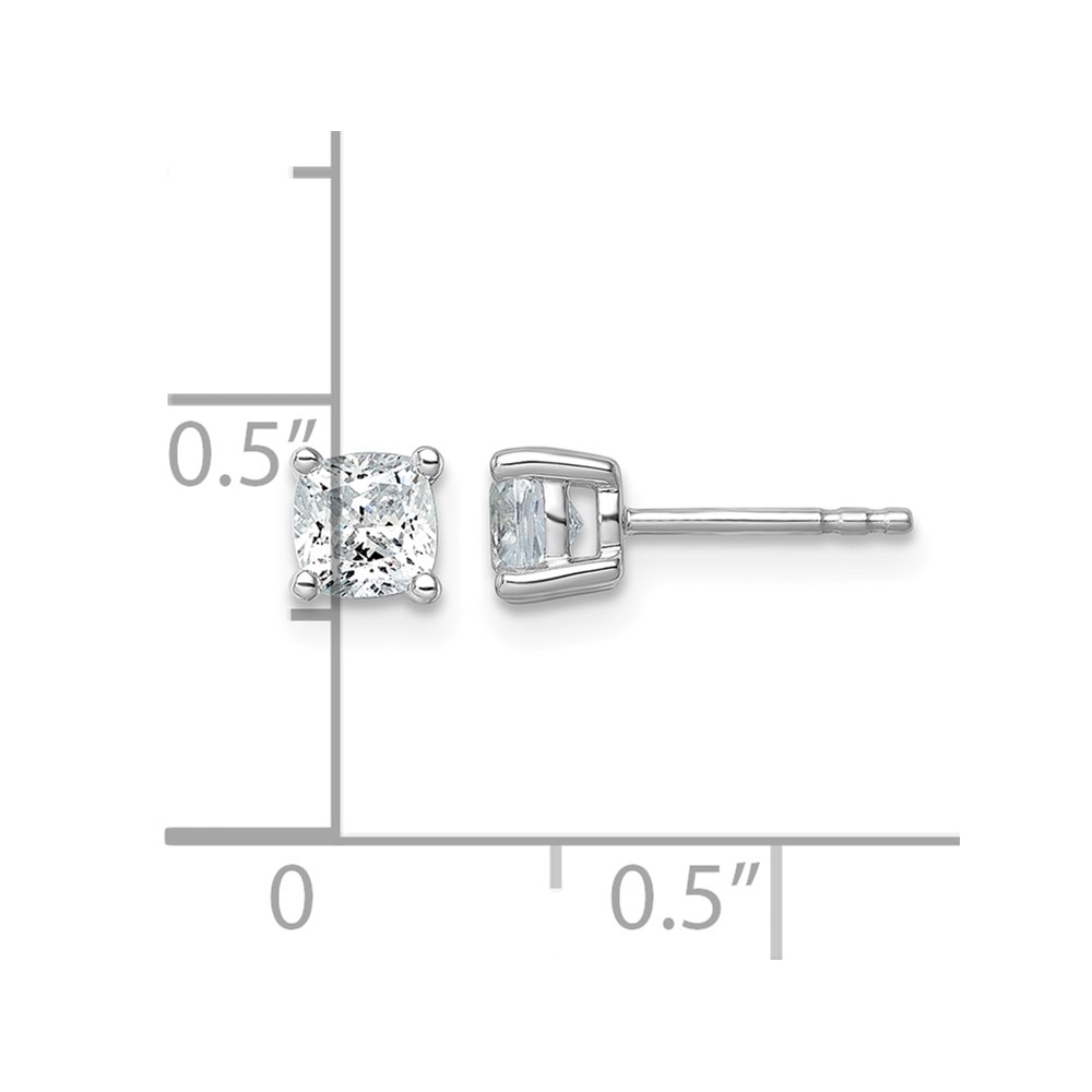 14k White Gold 1 carat Lab Grown Diamond VS+ F+ Cushion Complete Four Prong Stud Earrings (EM8794-100-WLD)
