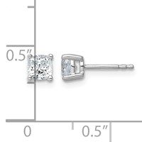 14K White Gold 1 Carat Lab Grown Diamond VS+ F+ Cushion Complete Four Prong Stud Earrings view 4