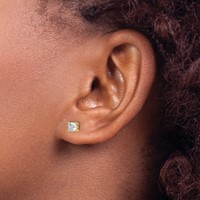 14K Yellow Gold 1 Carat Certified Lab Grown Diamond VS+ F+ Cushion Complete Four Prong Stud Earrings view 3