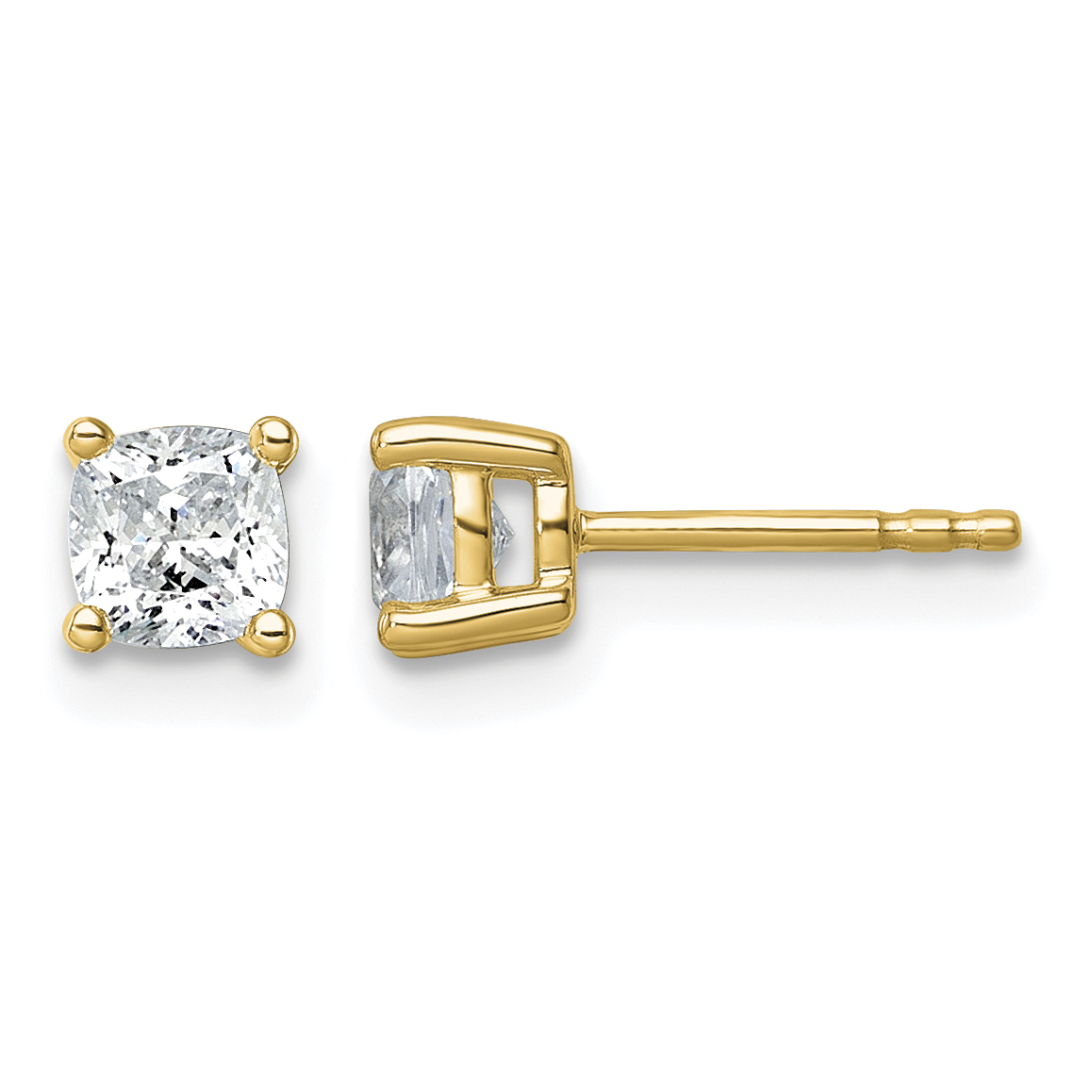14k 1 carat Lab Grown Diamond VS/SI+ G+ Cushion Complete Four Prong Stud Earrings (EM8794-100-LG)
