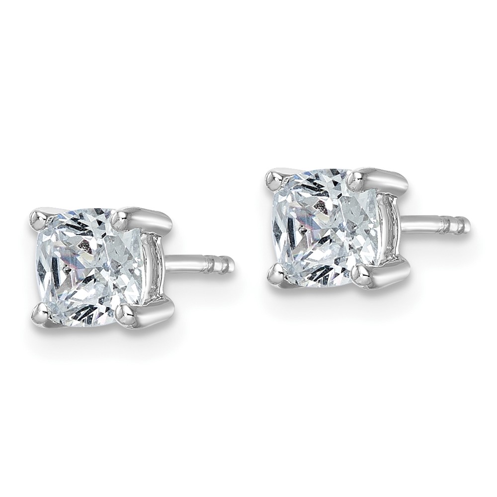 14k White Gold 1 1/2 carat Lab Grown Diamond VS+ F+ Cushion Complete Four Prong Stud Earrings (EM8794-150-WLD)
