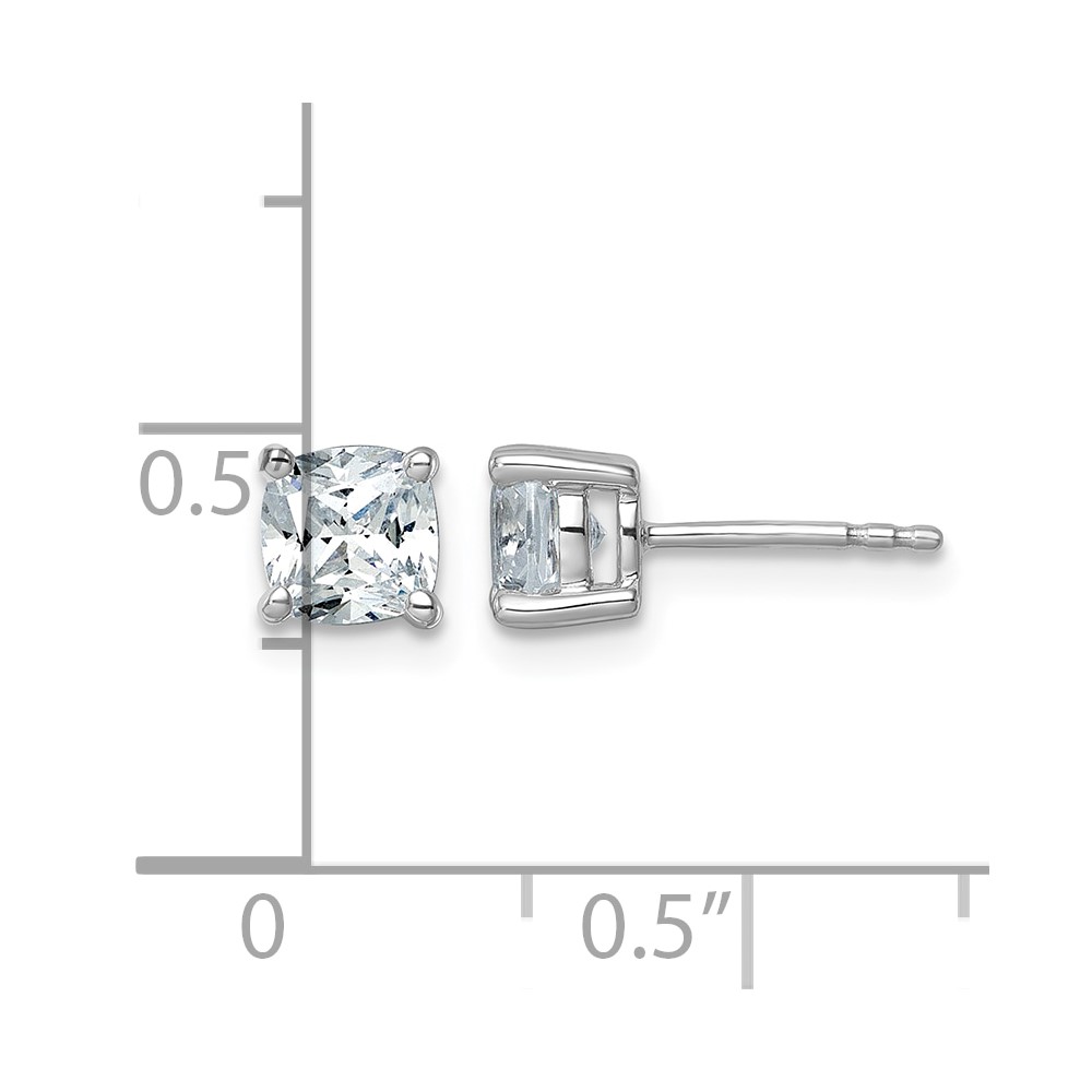 14k White Gold 1 1/2 carat Lab Grown Diamond VS+ F+ Cushion Complete Four Prong Stud Earrings (EM8794-150-WLD)