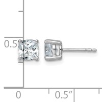 14K White Gold 1.50 Carat Lab Grown Diamond VS SI+ G+ Cushion Complete Four Prong Stud Earrings view 4
