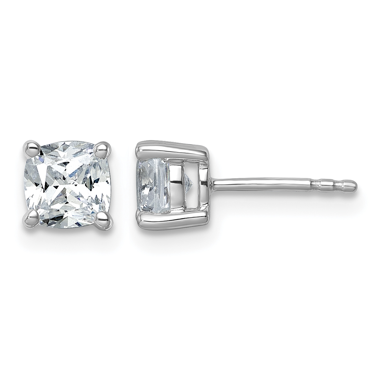 14k White Gold 1 1/2 carat Lab Grown Diamond VS+ F+ Cushion Complete Four Prong Stud Earrings (EM8794-150-WLD)
