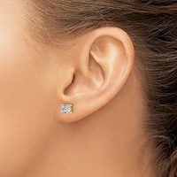 14K Yellow Gold 1.50 Carat Certified Lab Grown Diamond VS SI+ G+ Cushion Complete Four Prong Stud Earrings view 3