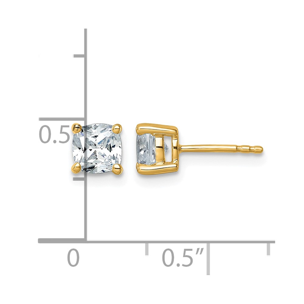 14k 1 1/2 carat Lab Grown Diamond VS/SI+ G+ Cushion Complete Four Prong Stud Earrings (EM8794-150-LG)