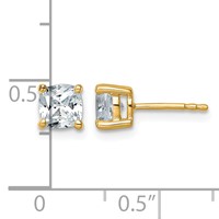14K Yellow Gold 1.50 Carat Certified Lab Grown Diamond VS SI+ G+ Cushion Complete Four Prong Stud Earrings view 4