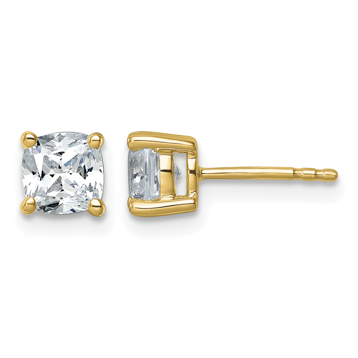 14k 1 1/2 carat Lab Grown Diamond VS+ F+ Cushion Complete Four Prong Stud Earrings (EM8794-150-LD)