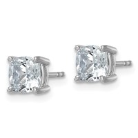 14K White Gold 2 Carat Certified Lab Grown Diamond VS+ F+ Cushion Complete Four Prong Stud Earrings view 2
