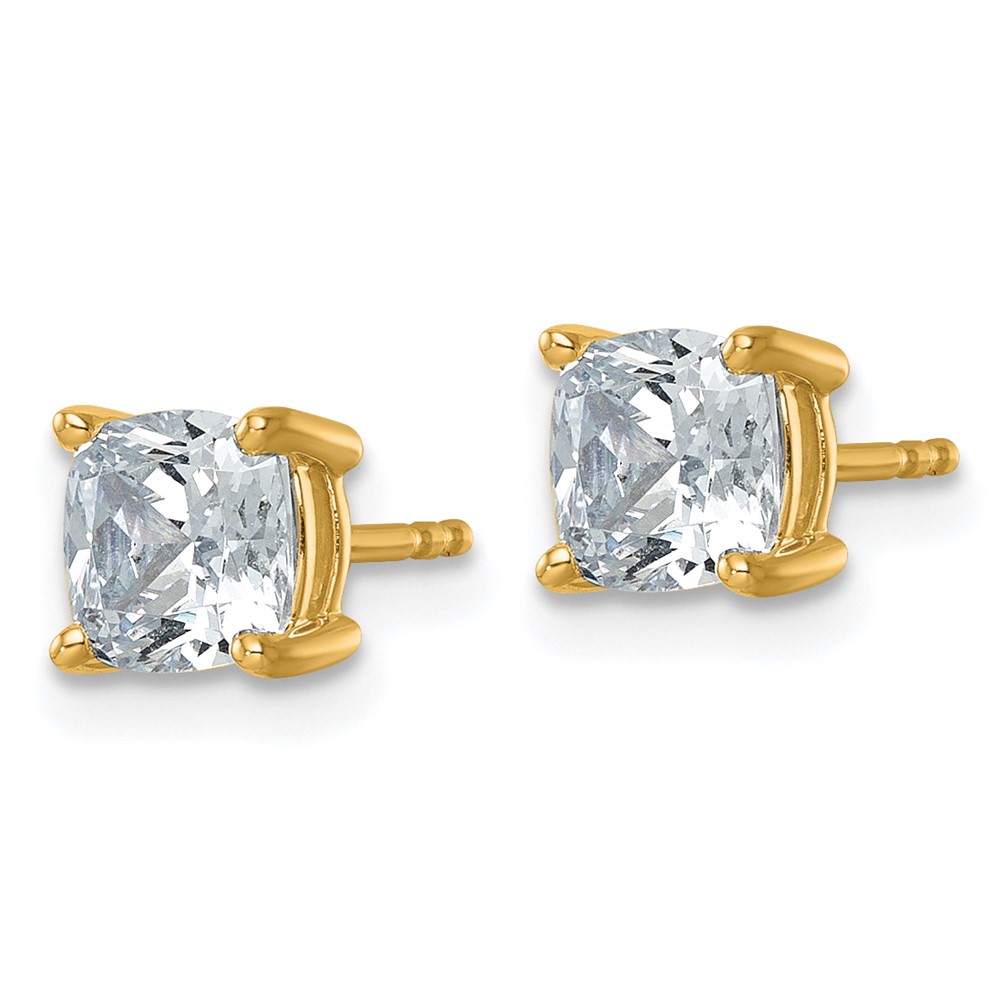 14k 2 carat Lab Grown Diamond VS+ F+ Cushion Complete Four Prong Stud Earrings (EM8794-200-LD)