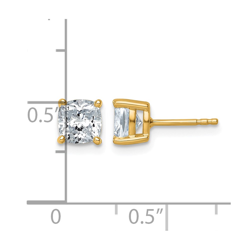 14k 2 carat Lab Grown Diamond VS+ F+ Cushion Complete Four Prong Stud Earrings (EM8794-200-LD)