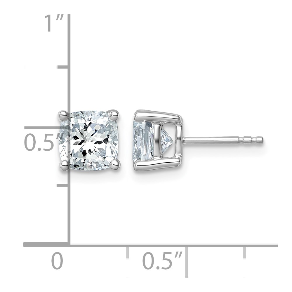 14k White Gold 3 carat Certified Lab Grown Diamond VS+ F+ Cushion Complete Four Prong Stud Earrings (EM8794-300C-WLD)
