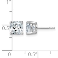 14K White Gold 3 Carat Lab Grown Diamond VS+ F+ Cushion Complete Four Prong Stud Earrings view 4