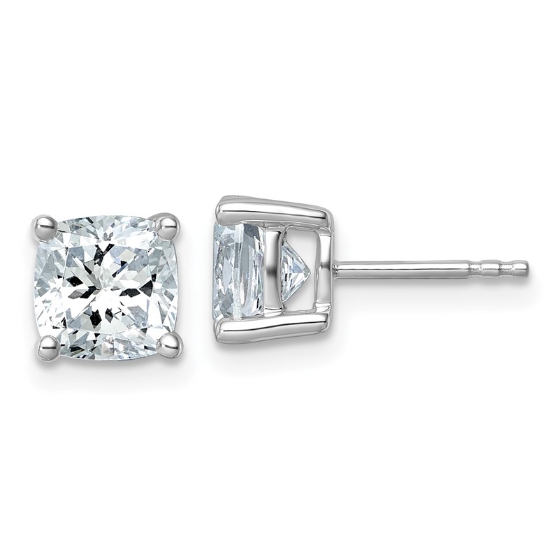 14k White Gold 3 ctw Lab Grown Diamond VS+ F+ Cushion 4 Prong Heavy Wt. Stud Earrings