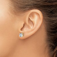 14K Yellow Gold 3 Carat Lab Grown Diamond VS+ F+ Cushion Complete Four Prong Stud Earrings view 3