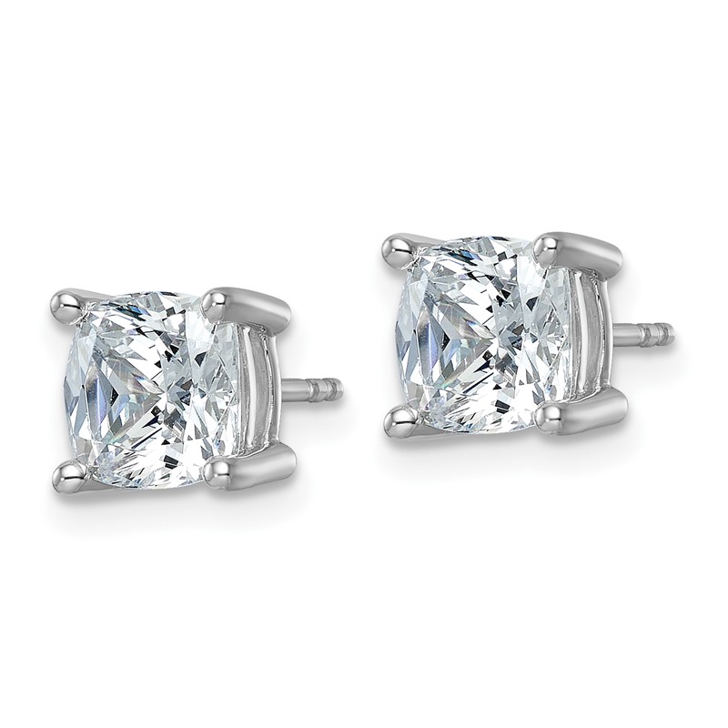 14k White Gold 4 ctw Lab Grown Diamond VS+ F+ Cushion 4 Prong Heavy Wt. Stud Earrings