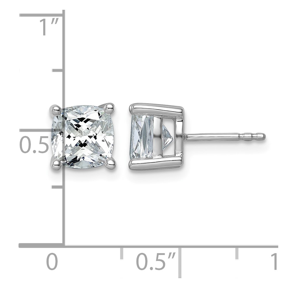 14k White Gold 4 carat Certified Lab Grown Diamond VS+ F+ Cushion Complete Four Prong Stud Earrings (EM8794-400C-WLD)