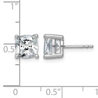 14K White Gold 4 Carat Lab Grown Diamond VS+ F+ Cushion Complete Four Prong Stud Earrings view 4