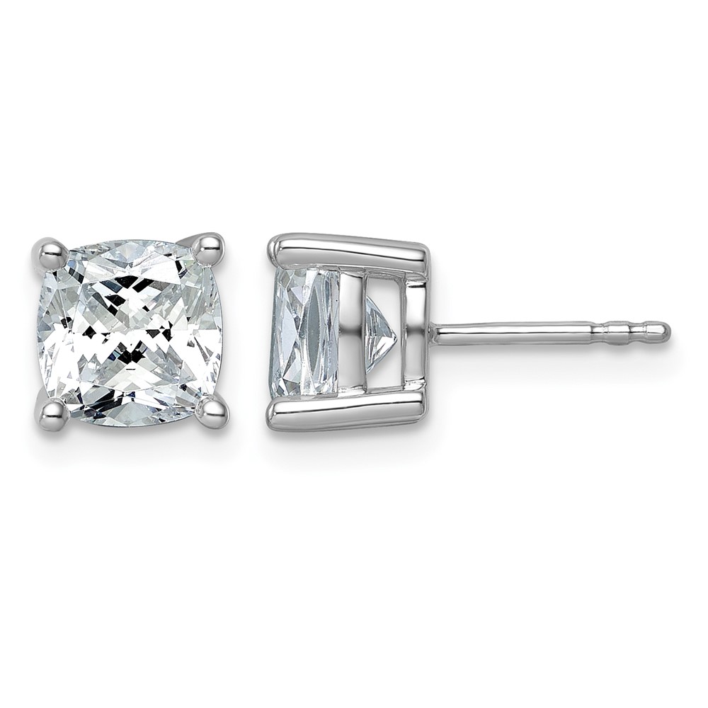 14k White Gold 4 carat Certified Lab Grown Diamond VS+ F+ Cushion Complete Four Prong Stud Earrings (EM8794-400C-WLD)
