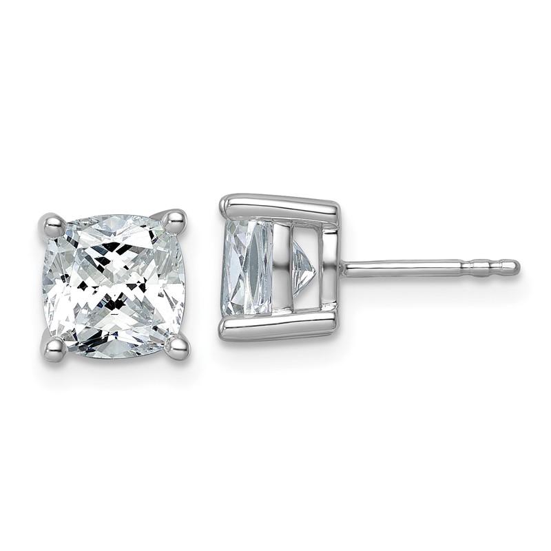 14k White Gold 4 ctw Lab Grown Diamond VS+ F+ Cushion 4 Prong Heavy Wt. Stud Earrings