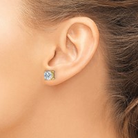14K Yellow Gold 4 Carat Lab Grown Diamond VS SI+ G+ Cushion Complete Four Prong Stud Earrings view 3