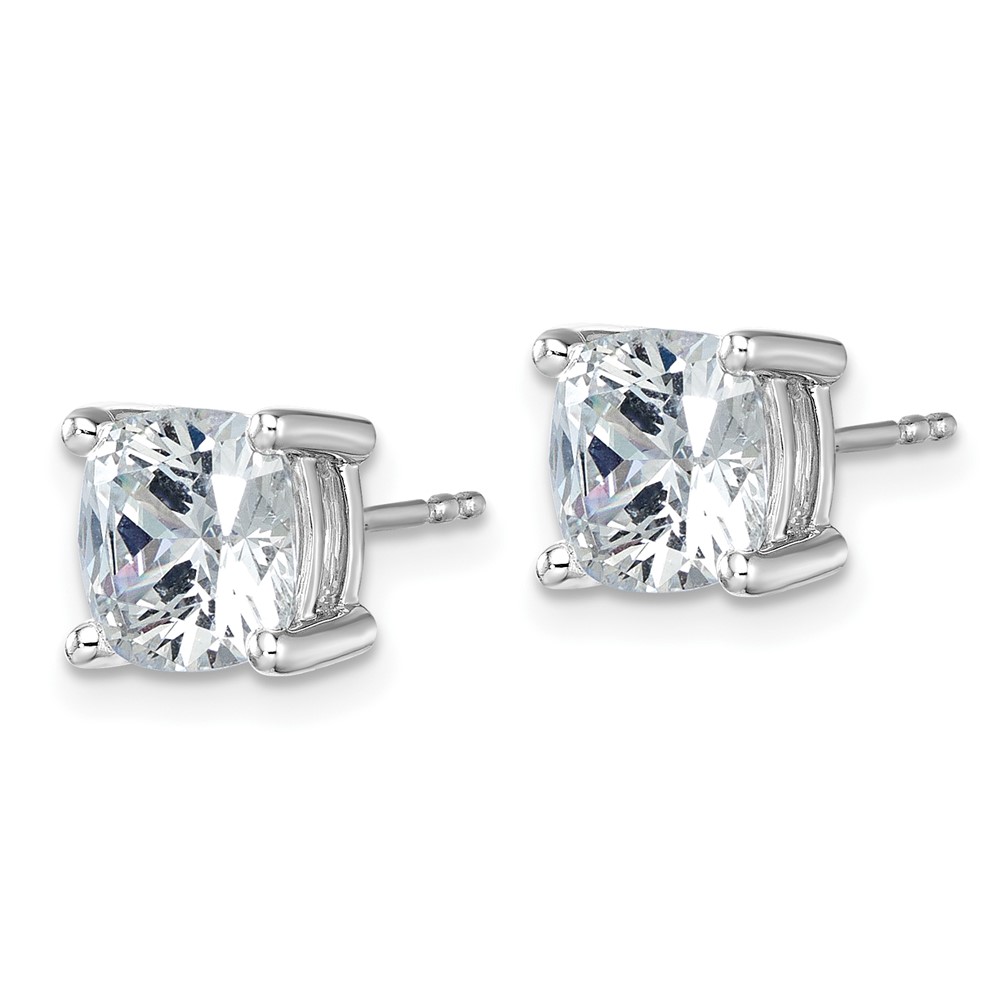 14k White Gold 5 carat Lab Grown Diamond VS/SI+ G+ Cushion Complete Four Prong Stud Earrings (EM8794-500-WLG)