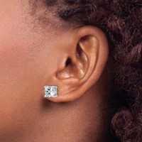 14K White Gold 5 Carat Lab Grown Diamond VS+ F+ Cushion Complete Four Prong Stud Earrings view 3