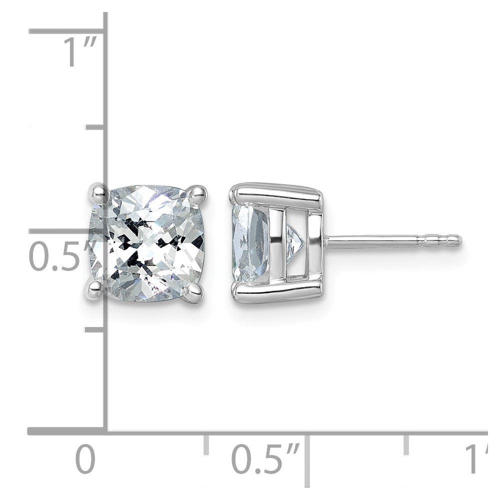14k White Gold 5 carat Lab Grown Diamond VS/SI+ G+ Cushion Complete Four Prong Stud Earrings (EM8794-500-WLG)