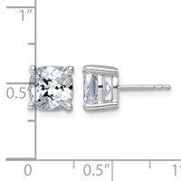 14K White Gold 5 Carat Lab Grown Diamond VS+ F+ Cushion Complete Four Prong Stud Earrings view 4