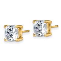 14K Yellow Gold 5 Carat Lab Grown Diamond VS SI+ G+ Cushion Complete Four Prong Stud Earrings view 2
