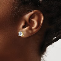 14K Yellow Gold 5 Carat Lab Grown Diamond VS SI+ G+ Cushion Complete Four Prong Stud Earrings view 3