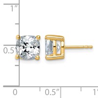 14K Yellow Gold 5 Carat Lab Grown Diamond VS SI+ G+ Cushion Complete Four Prong Stud Earrings view 4