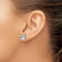 14K White Gold 6 Carat Lab Grown Diamond VS+ F+ Cushion Complete Four Prong Stud Earrings view 3