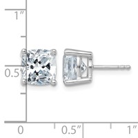 14K White Gold 6 Carat Lab Grown Diamond VS+ F+ Cushion Complete Four Prong Stud Earrings view 4