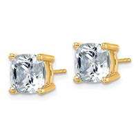 14K Yellow Gold 6 Carat Certified Lab Grown Diamond VS+ F+ Cushion Complete Four Prong Stud Earrings view 2