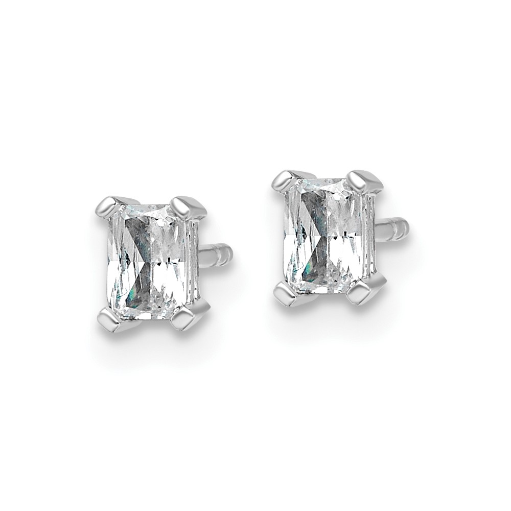 14k White Gold 1/2 carat Lab Grown Diamond VS+ F+ Radiant Complete Four Prong Stud Earrings (EM8796-050-WLD)
