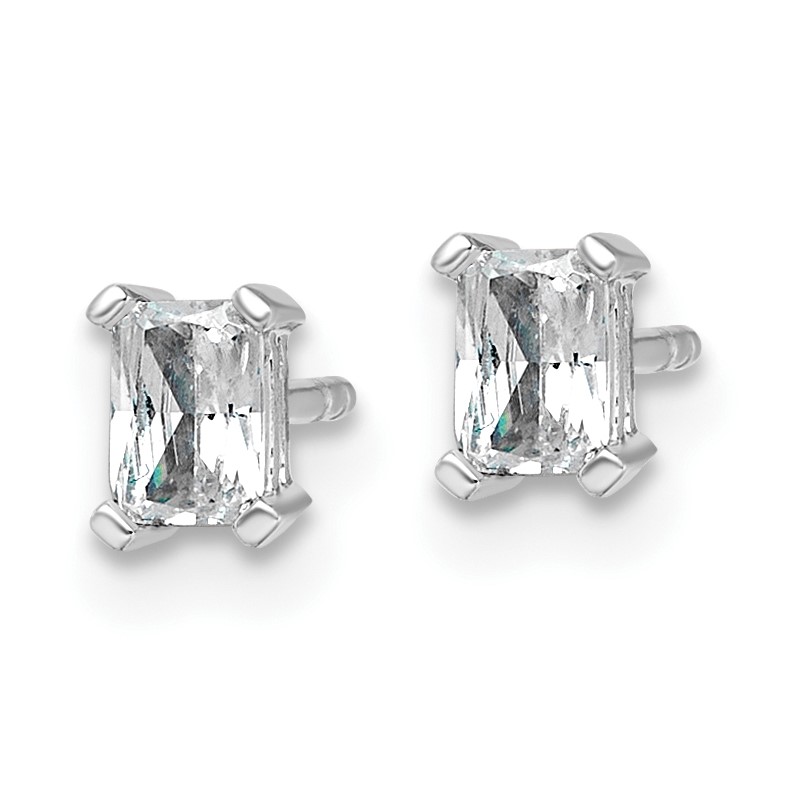 14k White Gold 1/2 ctw Certified Lab Grown Diamond VS/SI+ G+ Radiant 4 Prong Heavy Wt. Stud Earrings