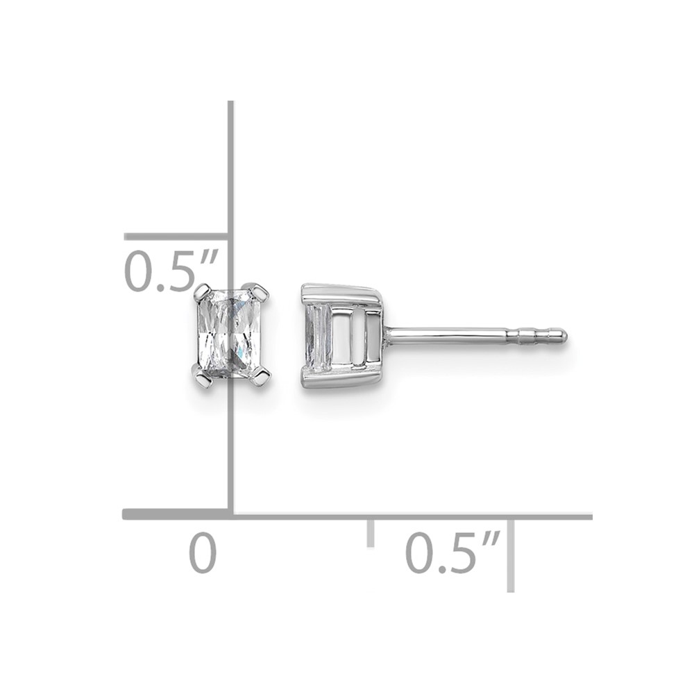 14k White Gold 1/2 carat Lab Grown Diamond VS+ F+ Radiant Complete Four Prong Stud Earrings (EM8796-050-WLD)