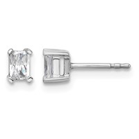 14K White Gold 0.50 Carat Lab Grown Diamond VS+ F+ Radiant Complete Four Prong Stud Earrings view 1