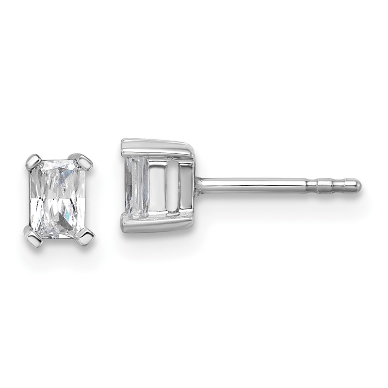 14k White Gold 1/2 ctw Lab Grown Diamond VS+ F+ Radiant 4 Prong Heavy Wt. Stud Earrings
