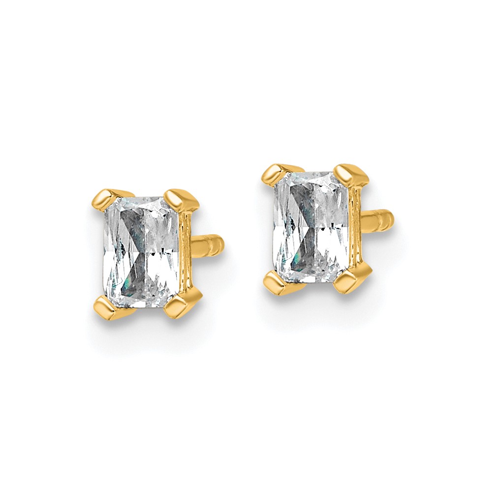 14k 1/2 carat Lab Grown Diamond VS+ F+ Radiant Complete Four Prong Stud Earrings (EM8796-050-LD)